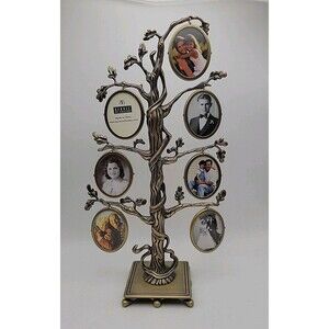 11" Burnes of Boston Brass Family Tree Photo Frame Holds 14 Photos Vtg 2001